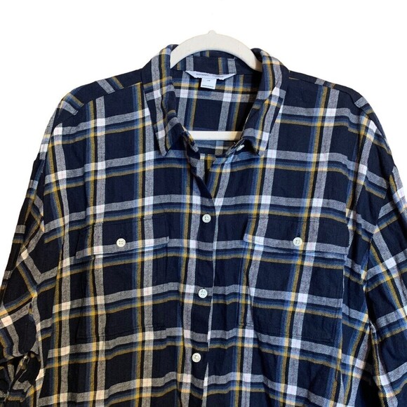 Old Navy Womens Plus Size 2X Multicolor Plaid The Boyfriend Shirt Button Blouse - Picture 2 of 5